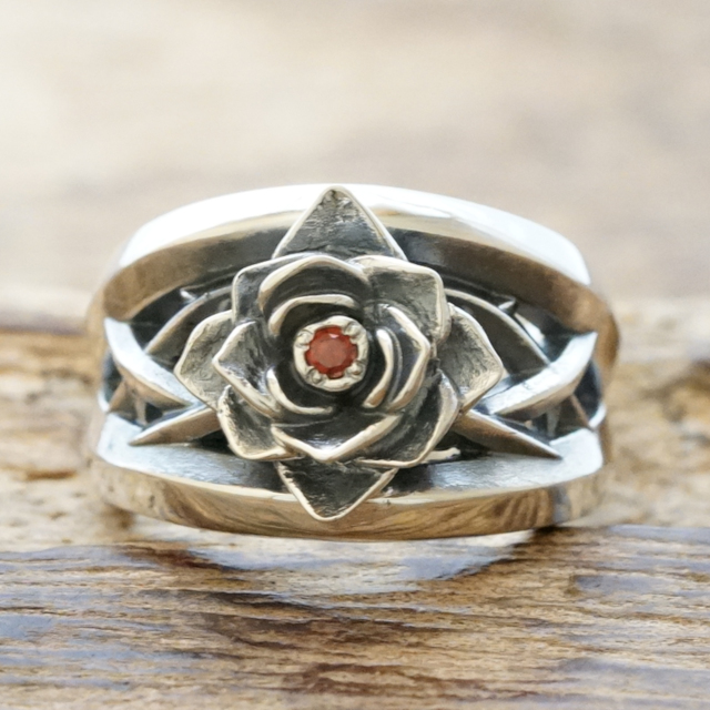 エムズコレクション(M's collection) ローズ レッドキュービック リング 薔薇 メンズ レディース シルバー925 レッドキュービック ハンドメイド ジュエリー ロック バンド ビジュアル系 ロリータ XR-069