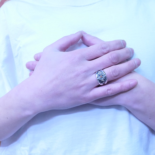 エムズコレクション(M's collection) ローズ レッドキュービック リング 薔薇 メンズ レディース シルバー925 レッドキュービック ハンドメイド ジュエリー ロック バンド ビジュアル系 ロリータ XR-069