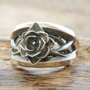 エムズコレクション(M's collection) ローズ リング 薔薇 メンズ レディース シルバー925 ハンドメイド ジュエリー ロック バンド ビジュアル系 ロリータ ゴスロリ XR-070