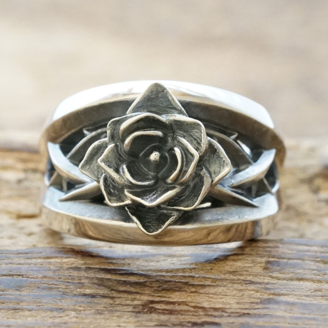 エムズコレクション(M's collection) ローズ リング 薔薇 メンズ レディース シルバー925 ハンドメイド ジュエリー ロック バンド ビジュアル系 ロリータ ゴスロリ XR-070