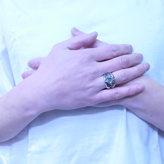 エムズコレクション(M's collection) ローズ リング 薔薇 メンズ レディース シルバー925 ハンドメイド ジュエリー ロック バンド ビジュアル系 ロリータ ゴスロリ XR-070