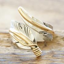 Harvey Mace(ハービーメイス) イーグル フェザー 12KGF リング フリータイプ インディアンジュエリー ナバホ族 シルバー925 羽 ハンドメイド ジュエリー ネイティブ アメリカン ジュエリー HM-111 【一点もの】【ギフト包装対応】【送料無料】