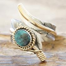 Harvey Mace(ハービーメイス) モレンシー イーグル フェザー 12KGF リング フリータイプ インディアンジュエリー ナバホ族 ターコイズ アリゾナ産 天然 シルバー925 羽 ハンドメイド ジュエリー ネイティブ アメリカン ジュエリー HM-112【一点もの】【ギフト包装対応】【送