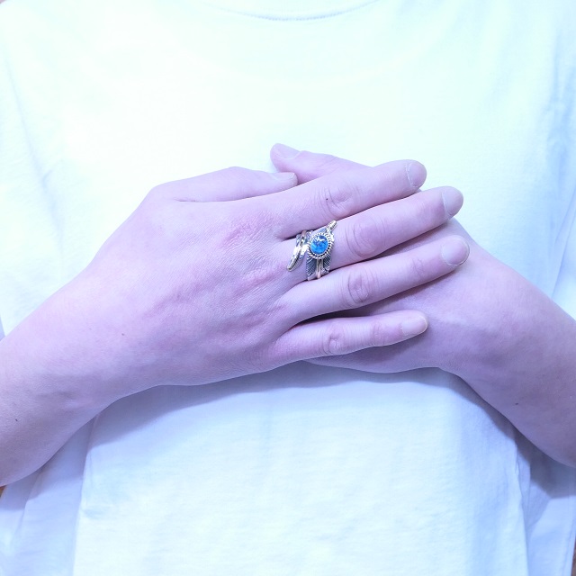 Harvey Mace(ハービーメイス) モレンシー イーグル フェザー 12KGF リング フリータイプ インディアンジュエリー ナバホ族 ターコイズ アリゾナ産 天然 シルバー925 羽 ハンドメイド ジュエリー ネイティブ アメリカン ジュエリー HM-112【一点もの】【ギフト包装対応】【送