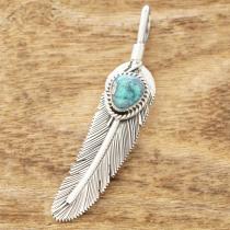 Harvey Mace(ハービーメイス) キングマン イーグル フェザー ペンダント ネックレス インディアンジュエリー ナバホ族 シルバー925 羽 ターコイズ アリゾナ産 ハンドメイド ジュエリー ネイティブ アメリカン ジュエリー HM-303【一点もの】【ギフト包装対応】【送料無料】