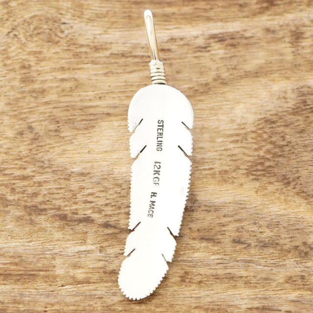 Harvey Mace(ハービーメイス) ナンバーエイト イーグル フェザー 12KGF ペンダント ネックレス インディアンジュエリー ナバホ族 シルバー925 ターコイズ 天然 ハンドメイド ジュエリー ネイティブ アメリカン ジュエリー HM-305【一点もの】【ギフト包装対応】【送料無料】