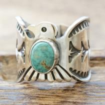Sunshine Reeves(サンシャインリーブス) ローンマウンテン サンダーバード スタンプ リング ネバダ産 天然 ターコイズ シルバー925 スタンプワーク ハンドメイド インディアンジュエリー ナバホ族 SR-130 【一点もの】【送料無料】
