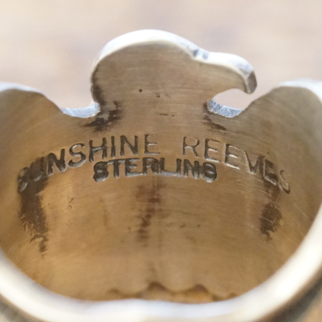 Sunshine Reeves(サンシャインリーブス) ローンマウンテン サンダーバード スタンプ リング ネバダ産 天然 ターコイズ シルバー925 スタンプワーク ハンドメイド インディアンジュエリー ナバホ族 SR-130 【一点もの】【送料無料】