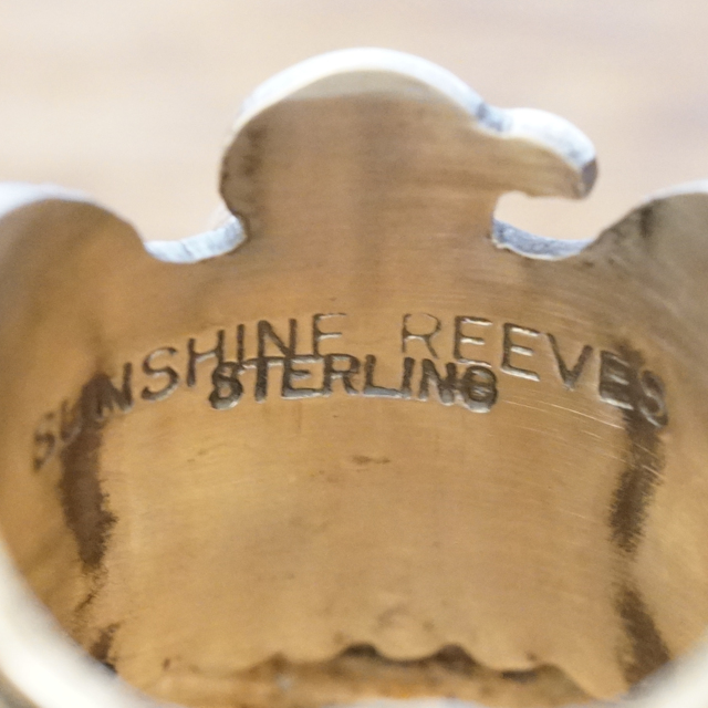 Sunshine Reeves(サンシャインリーブス) ローンマウンテン サンダーバード スタンプ リング ネバダ産 天然 ターコイズ シルバー925 スタンプワーク ハンドメイド インディアンジュエリー ナバホ族 SR-131 【一点もの】【送料無料】