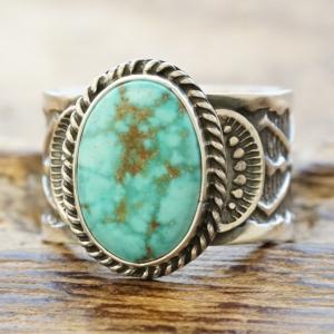 Sunshine Reeves(サンシャインリーブス) ターコイズマウンテン スタンプ リング アリゾナ産 天然 シルバー925 スタンプワーク インディアンジュエリー ナバホ族 シルバーアクセサリー ハンドメイドジュエリー SR-136 【一点もの】【送料無料】