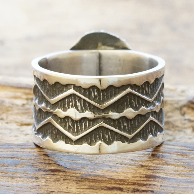 Sunshine Reeves(サンシャインリーブス) ターコイズマウンテン スタンプ リング アリゾナ産 天然 シルバー925 スタンプワーク インディアンジュエリー ナバホ族 シルバーアクセサリー ハンドメイドジュエリー SR-136 【一点もの】【送料無料】