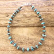 Colina Yazzie (コリーナヤジー) ターコイズ シェル ロング ネックレス 71cm ハンドメイド ジュエリー 天然 シルバー925 インディアンジュエリー ナバホ族 ネイティブ アメリカン ジュエリー CY-200