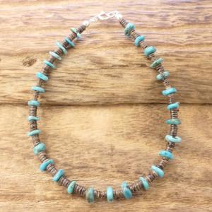 Colina Yazzie (コリーナヤジー) ターコイズ シェル ロング ネックレス 71cm ハンドメイド ジュエリー 天然 シルバー925 インディアンジュエリー ナバホ族 ネイティブ アメリカン ジュエリー CY-200