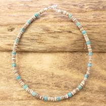 Colina Yazzie (コリーナヤジー) ターコイズ シェル ビーズ ブレスレット 21.5cm メンズ レディース ハンドメイド 天然 シルバー925 インディアンジュエリー ナバホ族 ネイティブ アメリカン ジュエリー CY-102