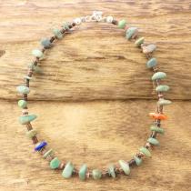 Colina Yazzie (コリーナヤジー) ターコイズ シェル ラピス コーラル ビーズ ブレスレット 17.7cm メンズ レディース 天然 シルバー925 インディアンジュエリー ナバホ族 ネイティブ アメリカン ジュエリー CY-103