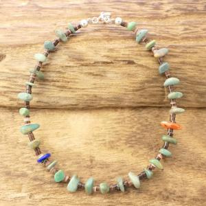 Colina Yazzie (コリーナヤジー) ターコイズ シェル ラピス コーラル ビーズ ブレスレット 17.7cm メンズ レディース 天然 シルバー925 インディアンジュエリー ナバホ族 ネイティブ アメリカン ジュエリー CY-103