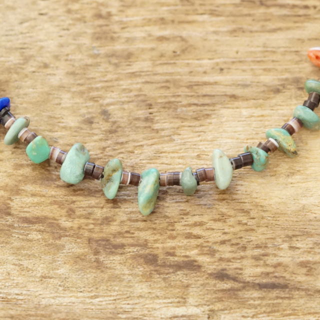 Colina Yazzie (コリーナヤジー) ターコイズ シェル ラピス コーラル ビーズ ブレスレット 17.7cm メンズ レディース 天然 シルバー925 インディアンジュエリー ナバホ族 ネイティブ アメリカン ジュエリー CY-103