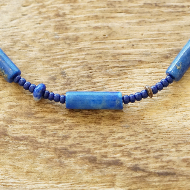 Colina Yazzie (コリーナヤジー) ラピス シェル ビーズ ブレスレット 20cm ハンドメイド ジュエリー 天然 シルバー925 インディアンジュエリー ナバホ族 ネイティブ アメリカン ジュエリー CY-104