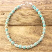 Colina Yazzie (コリーナヤジー) ターコイズ シェル ビーズ ブレスレット 20cm メンズ レディース ハンドメイド 天然 シルバー925 インディアンジュエリー ナバホ族 ネイティブ アメリカン ジュエリー CY-105