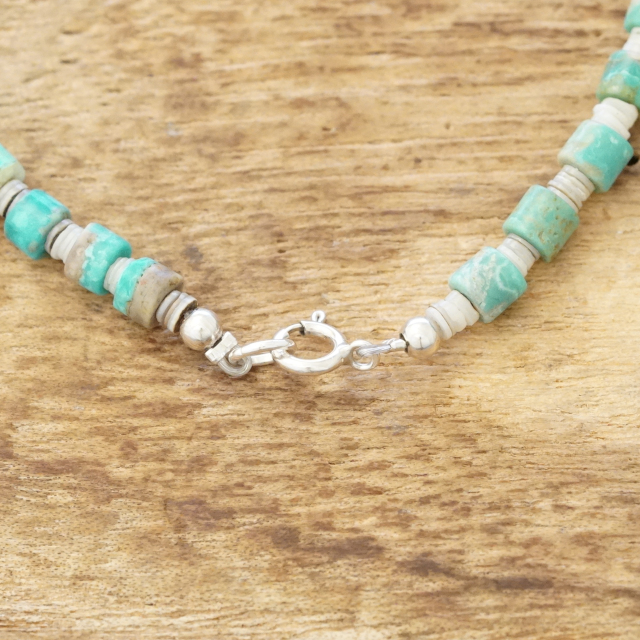 Colina Yazzie (コリーナヤジー) ターコイズ シェル ビーズ ブレスレット 20cm メンズ レディース ハンドメイド 天然 シルバー925 インディアンジュエリー ナバホ族 ネイティブ アメリカン ジュエリー CY-105