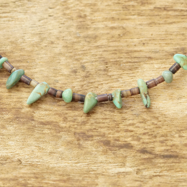 Colina Yazzie (コリーナヤジー) ターコイズ シェル ラピス コーラル ビーズ ネックレス 46.5cm メンズ レディース ハンドメイド 天然 シルバー925 インディアンジュエリー ナバホ族 ネイティブ アメリカン ジュエリー CY-203