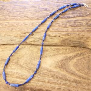 Colina Yazzie (コリーナヤジー) ラピス シェル ビーズ ネックレス 49.5cm メンズ レディース ハンドメイド 天然 シルバー925 インディアンジュエリー ナバホ族 ネイティブ アメリカン ジュエリー CY-204