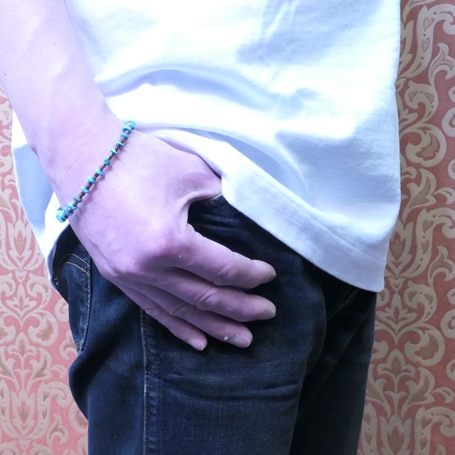 Colina Yazzie (コリーナヤジー) ターコイズ シェル ロング ネックレス 71cm ハンドメイド ジュエリー 天然 シルバー925 インディアンジュエリー ナバホ族 ネイティブ アメリカン ジュエリー CY-200