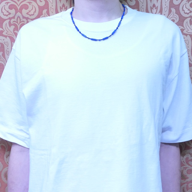 Colina Yazzie (コリーナヤジー) ラピス シェル ビーズ ネックレス 49.5cm メンズ レディース ハンドメイド 天然 シルバー925 インディアンジュエリー ナバホ族 ネイティブ アメリカン ジュエリー CY-204