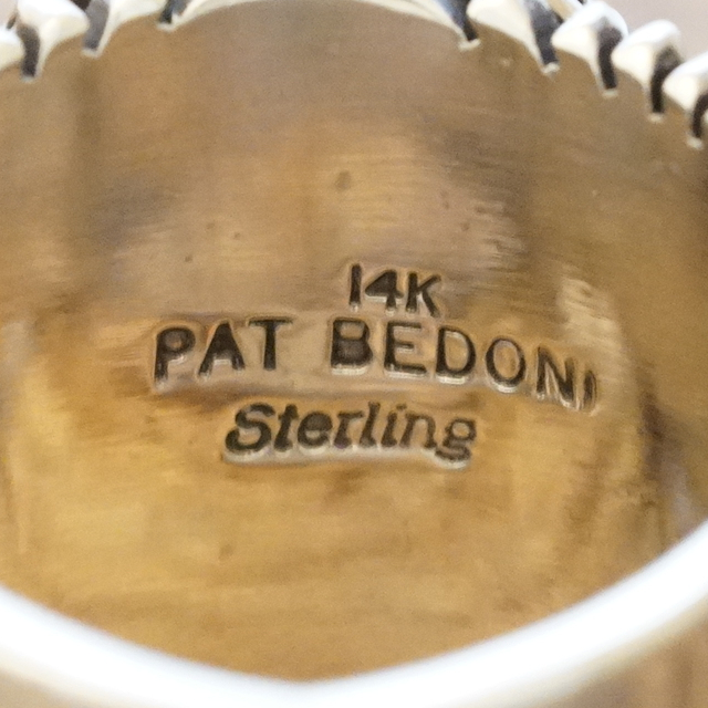 Pat Bedonie(パットベドニー) スリーピングビューティー K14 ドロップ サンバースト リング 21.5号 インディアンジュエリー ナバホ族 シルバー925 指輪 スタンプ アリゾナ産 ターコイズ ネイティブ アメリカン ジュエリー PB-110
