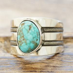 Pat Bedonie(パットベドニー) ナンバーエイト ライン スタンプ リング 21号 インディアンジュエリー ナバホ族 シルバー925 指輪 スタンプ ネバダ産 #8 ターコイズ ネイティブ アメリカン ジュエリー PB-111