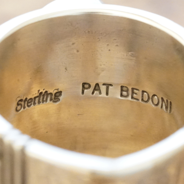 Pat Bedonie(パットベドニー) ナンバーエイト ライン スタンプ リング 21号 インディアンジュエリー ナバホ族 シルバー925 指輪 スタンプ ネバダ産 #8 ターコイズ ネイティブ アメリカン ジュエリー PB-111