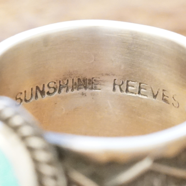 Sunshine Reeves(サンシャインリーブス) ターコイズマウンテン スタンプ リング 23号 アリゾナ産 天然 シルバー925 スタンプワーク インディアンジュエリー ナバホ族 シルバーアクセサリー ハンドメイドジュエリー SR-141