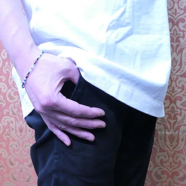 Colina Yazzie (コリーナヤジー) ビーズ ブレスレット 20.5cm メンズ レディース ハンドメイド シルバー925 インディアンジュエリー ナバホ族 ネイティブ アメリカン ジュエリー CY-107