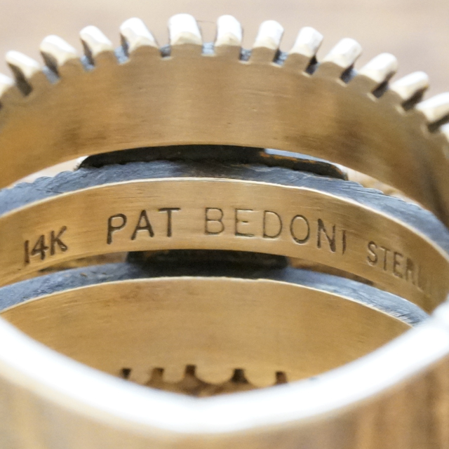 Pat Bedonie(パットベドニー) K14 スター サンバースト スプリット リング インディアンジュエリー ナバホ族 シルバー925 指輪 スタンプ 燻し ハンドメイド ジュエリー ネイティブ アメリカン ジュエリー PB-112