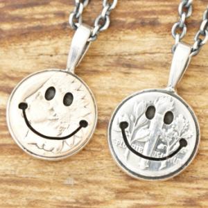 NORTH WORKS(ノースワークス) コインネックレス ペアネックレス スマイル ニコちゃん ヴィンテージコイン シルバー 銀貨 銅貨 インディアン イーグル ハンドメイド アクセサリー N-625chain/pair