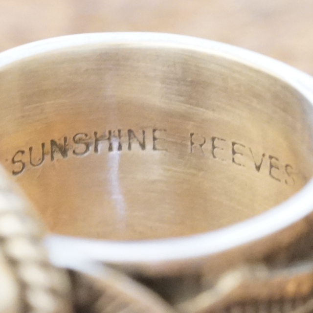 Sunshine Reeves(サンシャインリーブス) ターコイズマウンテン スタンプ リング 23号 アリゾナ産 天然 シルバー925 スタンプワーク インディアンジュエリー ナバホ族 シルバーアクセサリー ハンドメイド SR-144
