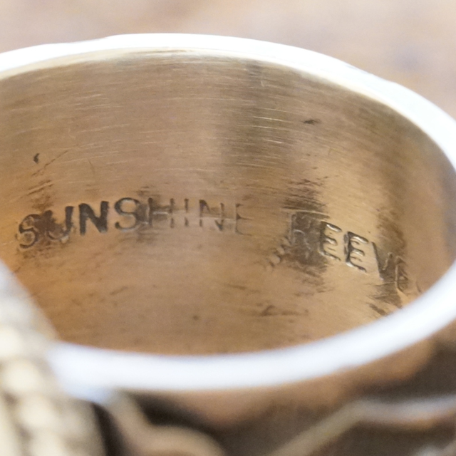 Sunshine Reeves(サンシャインリーブス) ターコイズマウンテン スタンプ リング 23号 アリゾナ産 天然 シルバー925 スタンプワーク インディアンジュエリー ナバホ族 シルバーアクセサリー ハンドメイド SR-145