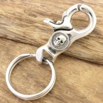 スカル キーホルダー キーチェーン シルバー925 フック クリップ 骸骨 ドクロ シルバーアクセサリー 銀 銀細工 ハンドメイド ジュエリー アクセサリー TJK KSP/L