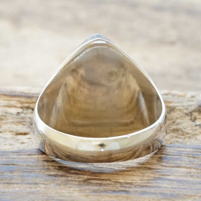 Tuareg Silver(トゥアレグ シルバー) エボニーウッド ハンドメイド リング 18号 メンズ レディース シルバー 印台 シグネット 指輪 トゥアレグ族 アフリカ 民族 遊牧民 手彫り ジュエリー アクセサリー TA-161