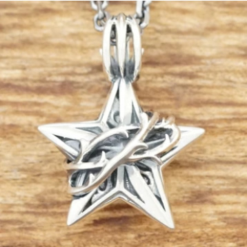 エムズコレクション(M's collection) スター ネックレス シルバー925 イバラ 星 透かし彫り 銀 メンズ レディース シルバーアクセサリー 銀細工 ハンドメイド ジュエリー x0295