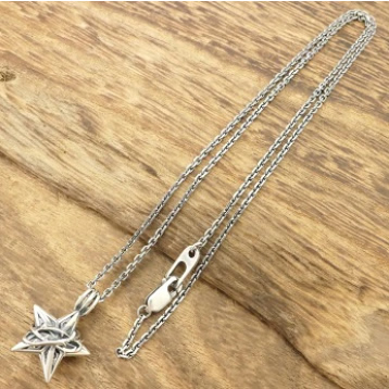 エムズコレクション(M's collection) スター ネックレス シルバー925 イバラ 星 透かし彫り 銀 メンズ レディース シルバーアクセサリー 銀細工 ハンドメイド ジュエリー x0295