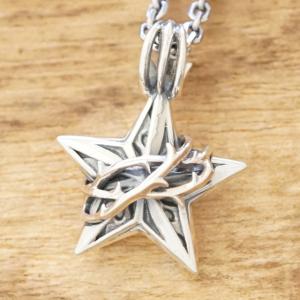 エムズコレクション(M's collection) スター ネックレス シルバー925 イバラ 星 透かし彫り 銀 メンズ レディース シルバーアクセサリー 銀細工 ハンドメイド ジュエリー x0295