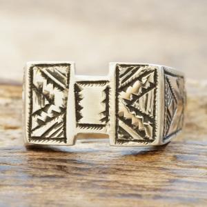 Tuareg Silver(トゥアレグ シルバー) ハンドメイド H リング 19号 メンズ レディース シルバー トゥアレグ族 サハラ砂漠 遊牧民 アフリカ ニジェール ジュエリー 手彫り ファッション ブランド アパレル TA-163