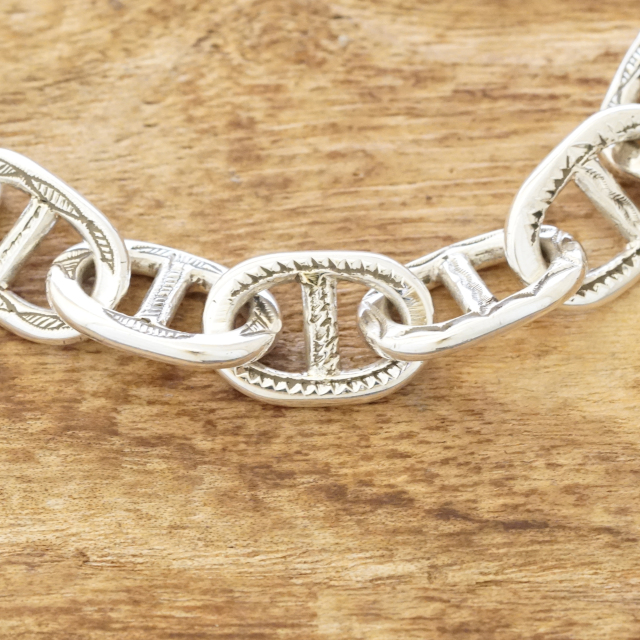 Tuareg Silver(トゥアレグ シルバー) 手彫り アンカーチェーン ブレスレット シェーヌダンクル メンズ レディース シルバー トゥアレグ族 サハラ砂漠 遊牧民 ハンドメイド ジュエリー ファッション ブランド アパレル TA-305