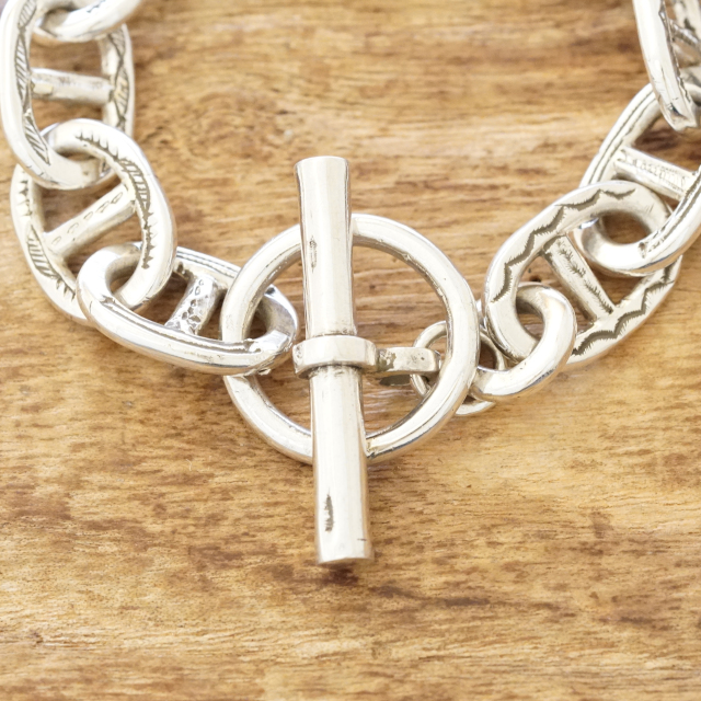 Tuareg Silver(トゥアレグ シルバー) 手彫り アンカーチェーン ブレスレット シェーヌダンクル メンズ レディース シルバー トゥアレグ族 サハラ砂漠 遊牧民 ハンドメイド ジュエリー ファッション ブランド アパレル TA-305