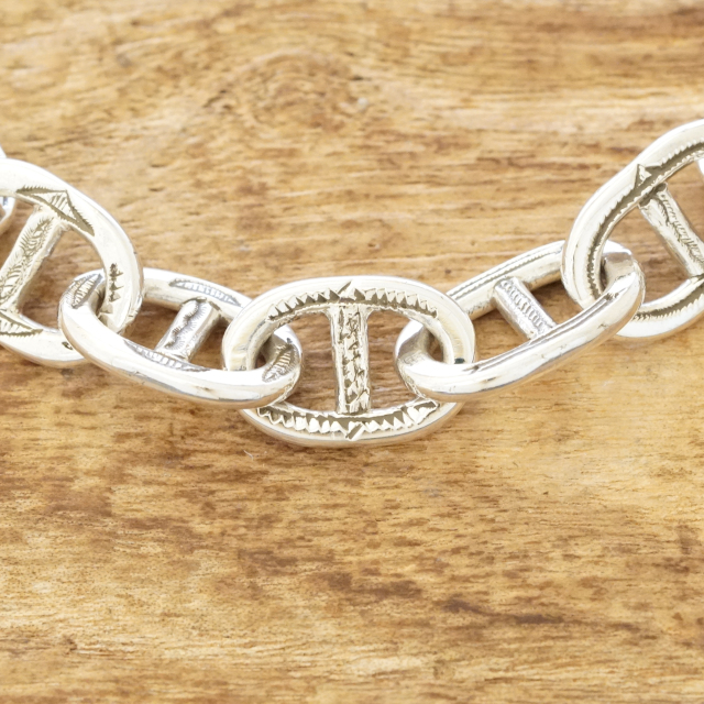 Tuareg Silver(トゥアレグ シルバー) 手彫り アンカーチェーン ブレスレット シェーヌダンクル メンズ レディース シルバー トゥアレグ族 サハラ砂漠 遊牧民 ハンドメイド ジュエリー ファッション ブランド アパレル TA-306