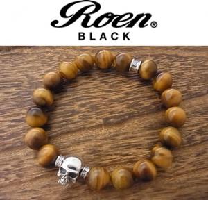 Roen BLACK(ロエン ブラック) RO-203 スカル&タイガーアイ ブレスレット