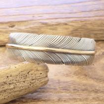 Harvey Mace(ハービーメイス) フェザー バングル 12KGF インディアンジュエリー ナバホ族 シルバー925 ゴールドフィルド 羽 ハンドメイド ジュエリー ネイティブ アメリカン ジュエリー HM-203