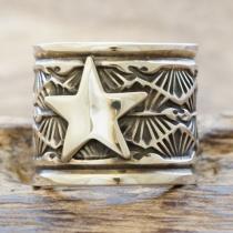 Sunshine Reeves(サンシャインリーブス) スター スタンプ 平打ち リング シルバー925 指輪 太め インディアンジュエリー ナバホ族 ネイティブ アメリカン ジュエリー シルバーアクセサリー 銀 SR-125