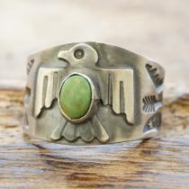 Sunshine Reeves(サンシャインリーブス) キャリコレイク サンダーバード スタンプ リング 天然ターコイズ シルバー925 スタンプワーク アロー スター インディアンジュエリー ナバホ族 シルバーアクセサリー 銀 SR-127